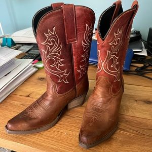 Red and Tan Leather Cowgirl Boots